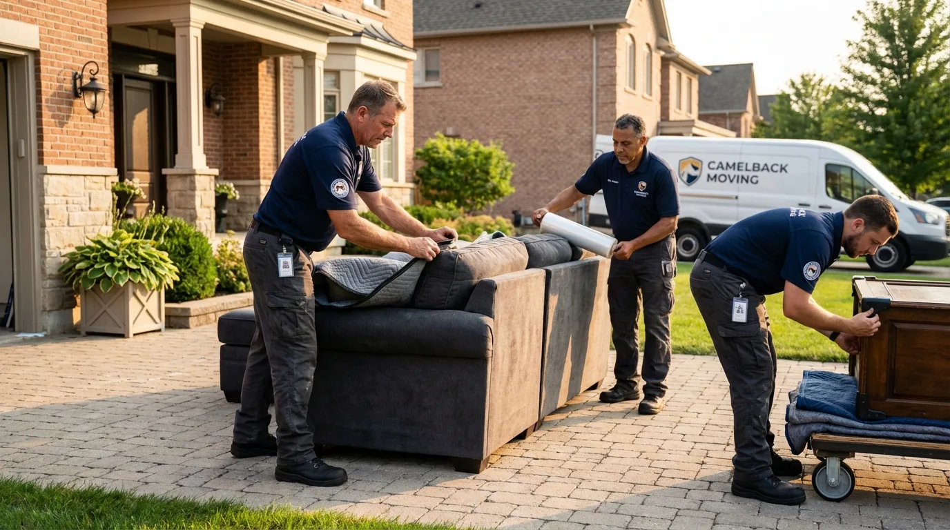 Large estate moving crew wrapping furniture in Philo, IL